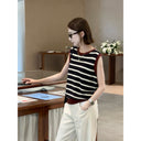 เสื้อกั๊กถักคอกลมสีตัดกัน (Z1959)