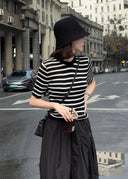 Crew Neck Retro Striped Top(Z558)
