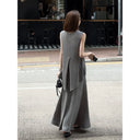 กระโปรงหางปลายเอวยางยืดแต่งชายผ่ารู (Z2190)