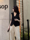 Elegant Waist-Adjustable V-Neck Vest (Z566)