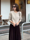 Vintage Round-Neck Buttoned Sweater(Z2484)