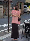 เสื้อคอกลมผ้าถักผิวพีช(Z2304)
