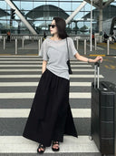กระโปรงมิดิทรงผ้าพลิ้วผ่าข้าง (Z872)
