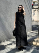 Sleeveless Crinkled Classic Dress (Z579)