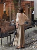 Elastic Waist Accordion Pleated Skirt（Z3177）