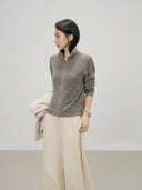 Double Zip Fine Knit Cardigan（Z3506）