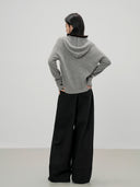 Hooded Waffle Knit Cardigan（Z3499）