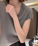 Ribbed V-Neck Slim Knit Vest（Z2087）