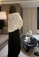 Sweater Rajut Leher Bulat Longgar Berlubang (Z1577)