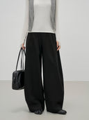 Semi-Elastic Waist Seam Detail Casual Pants（Z3502）