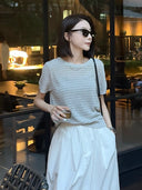 เสื้อท็อปถักสไตล์ฝรั่งเศสแบบกลวง (Z882)