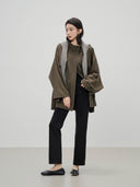 Drawstring Cinched Waist Casual Trench Coat（Z3454）