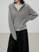 Hooded Waffle Knit Cardigan（Z3499）