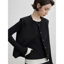 เสื้อแขนกุดคอกลมสีดำสไตล์มินิมอล（Z1640）