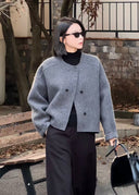 Minimal Modern Áo Khoác Sáu Nút（Z2457）