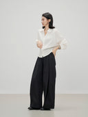 Semi-Elastic Waist Structured Casual Pants（Z3517）