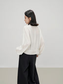 Lapel Drapey Cinched Waist Casual Shirt（Z3521）