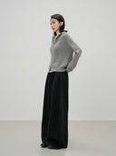 Semi-Elastic Waist Seam Detail Casual Pants（Z3502）
