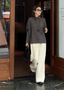 Textured Elastic Waist Relaxed Pants（Z1162）