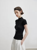 Kaos Rajut Slim-Fit Semi-Turtleneck Bernapas (Z1740)
