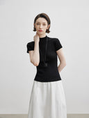 Kaos Rajut Slim-Fit Semi-Turtleneck Bernapas (Z1740)