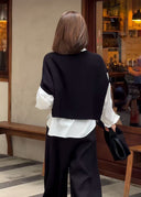 Asymmetric Cuff Knit Top（Z1269）