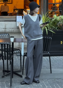 Curved Cut Relaxed Casual Pants（Z1436）