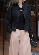Elegant Relaxed Collared Shirt Jacket（Z2980）