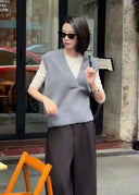 V-Neck Vintage Knit Vest（Z2532）