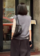 V-Neck Vintage Knit Vest（Z2532）