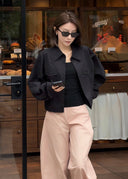 Elegant Relaxed Collared Shirt Jacket（Z2980）