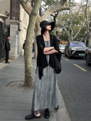 Sleeveless Dress with Vertical Textured Stripes