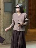 Vintage Crew Neck Textured Sweater（Z2541）