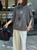 Turtleneck Wool Knit Cape Sweater（Z2396）