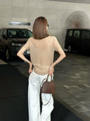 Vintage Contrast Trim Paneled T-Shirt（Z3159）