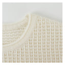 เสื้อสเวตเตอร์ผ้าถักลายวาฟเฟิลคอกลม (Z3668)