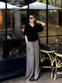 Relaxed V-Neck Black Top（Z2225）