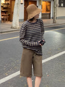 Contrast Stripe Long Sleeve Top（Z3192）