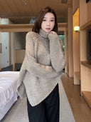 เสื้อสเวตเตอร์คอสูงชายเสื้อไม่สมมาตร (Z2656)