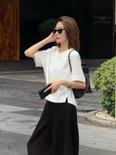 Crew Neck Slit Back Design Top（Z3431）