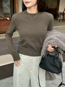 Ribbed Cropped Knit Sweater（Z3759）