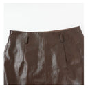Faux Leather Slit Midi Skirt（Z3634）