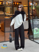 Elastic-Waist Fleece-Lined Pants（Z2849）