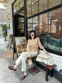Cinched Waist Flattering Knit Top（Z3713）