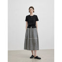Elastic Waist Striped Patchwork A-Line Skirt