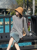 Cooling Striped Knit Long-Sleeve Top