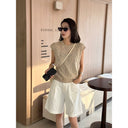 Crew Neck Marled Knit Vest（Z3288）