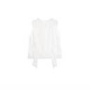 Elegant Pearl Detail Tie Neck Top（Z3323）