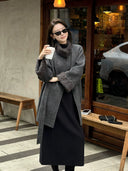 Sherpa Collar Cinched Waist Wool Coat（Z3619）