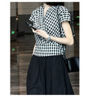 Checkered V-Neck Short-Sleeve Crop Top